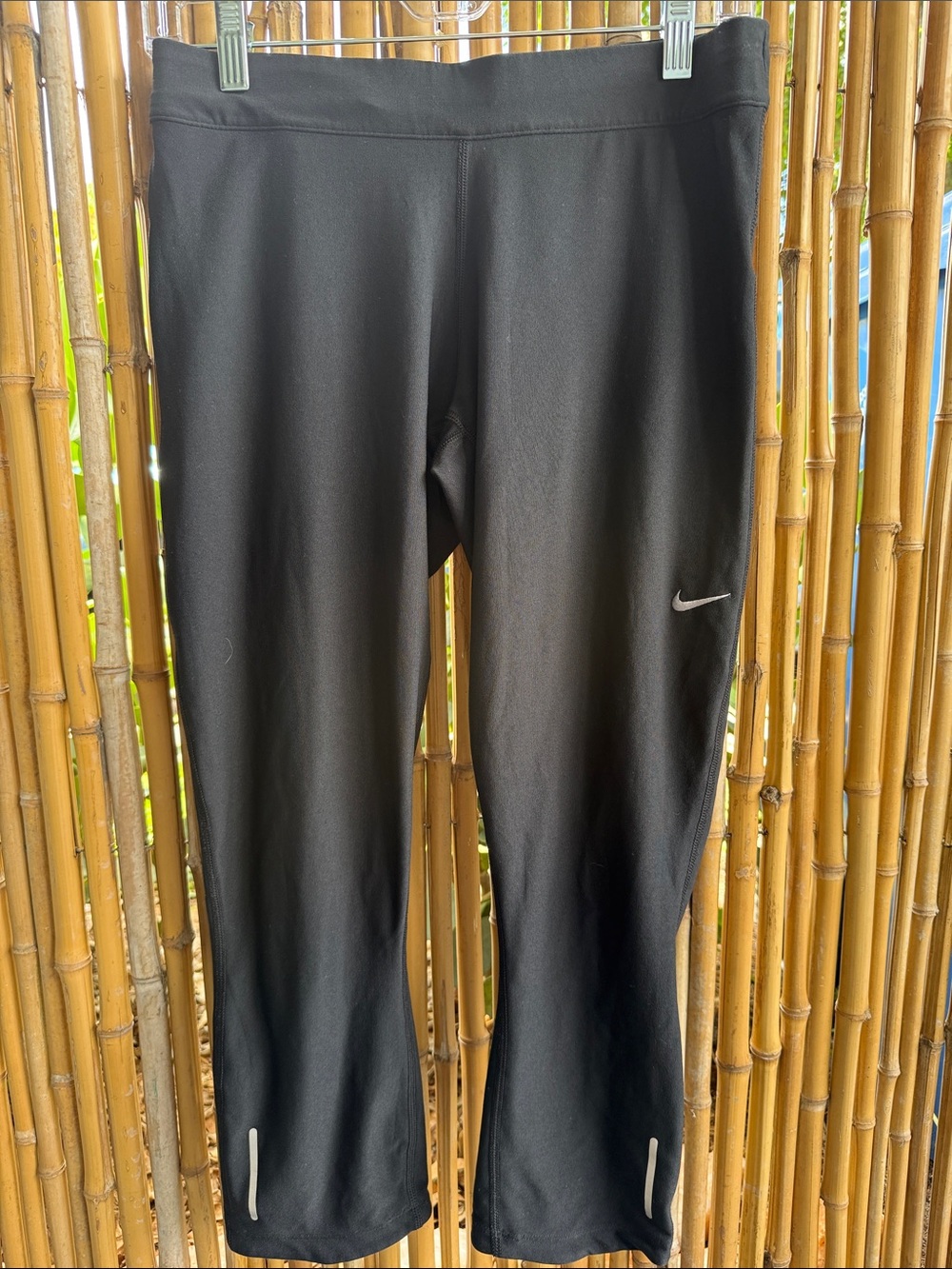 Nike Kids Black Athletic Leggings with Reflective Swoosh